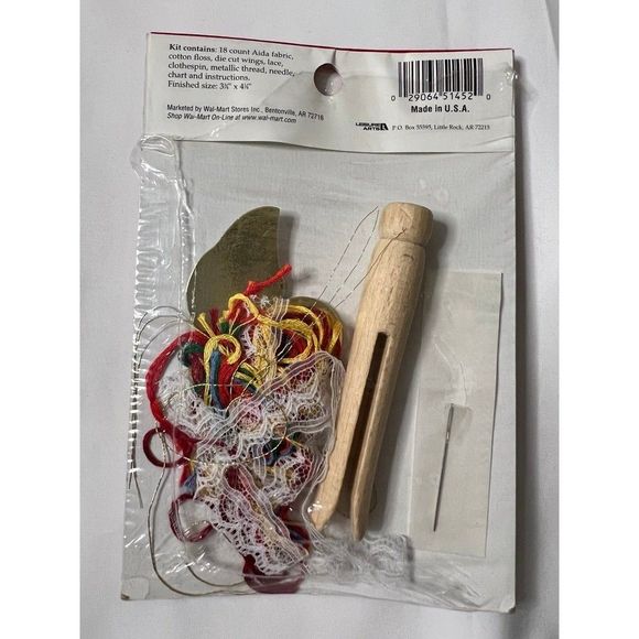 VINTAGE 1990s Walmart Dept. 44 Holiday Time Angel Poinsettia 351452 Cross Stitch - Picture 4 of 4